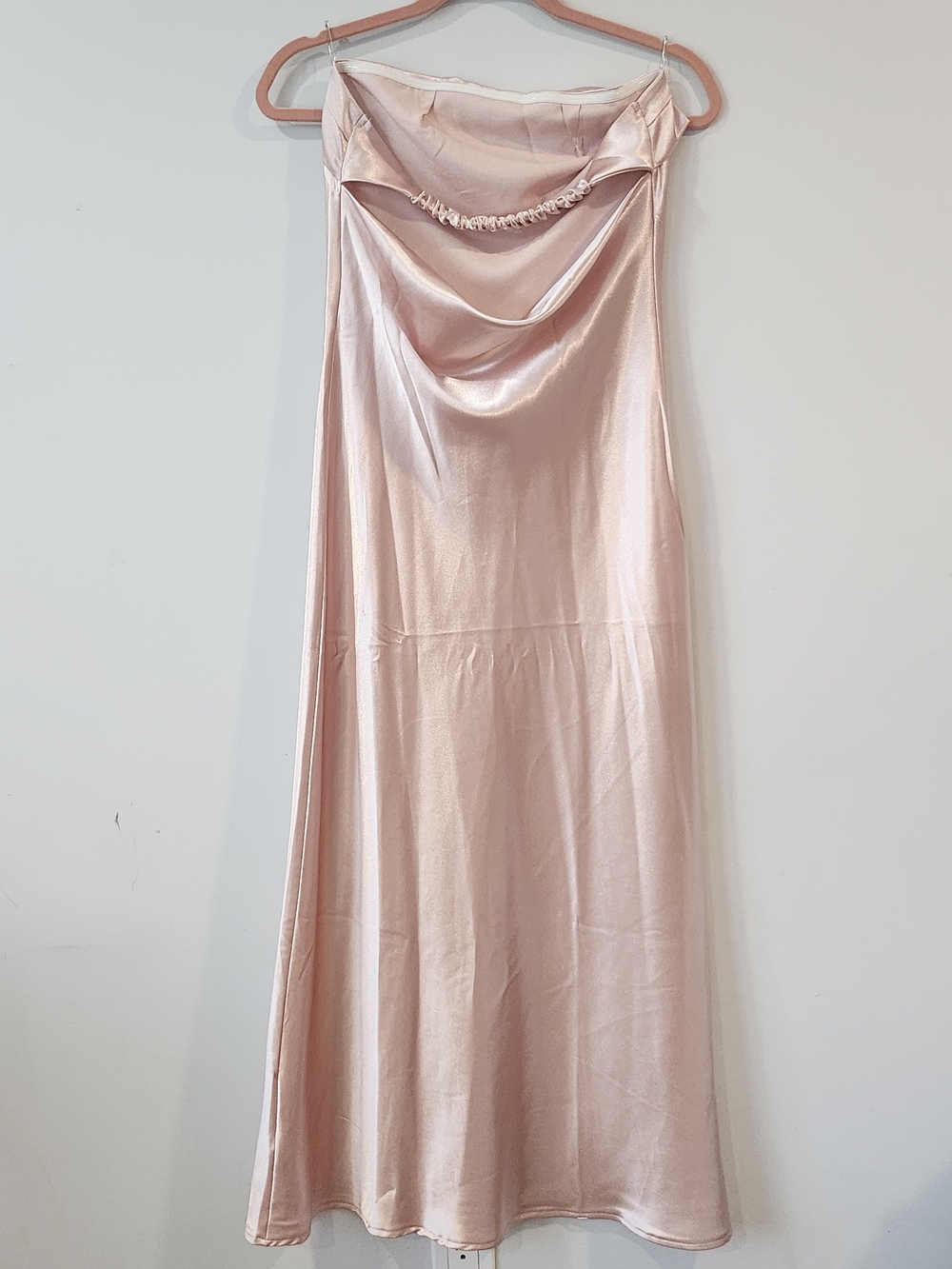 Satin Cowl Neck Slip Dress in Blush Pink